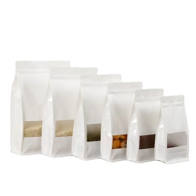 China Recyclable Printing Kraft Paper Bag Pouch With Zipper And Clear Window For Packaging for sale