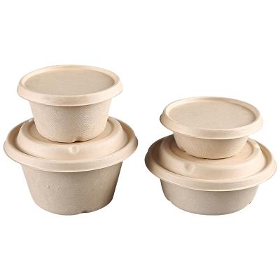 China Factory price compostable hot sale biodegradable restaurant take away food cornstarch soup bowl disposable cornstarch box with plastic lid for sale