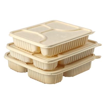 China 2021 Compostable 5 Compartment Biodegradable Eco-Friendly Disposable Cornstarch Packaging Box In Stock for sale