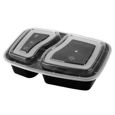 China wholesale recyclable disposable plastic box 2 compartment lunch plastic storage box for sale