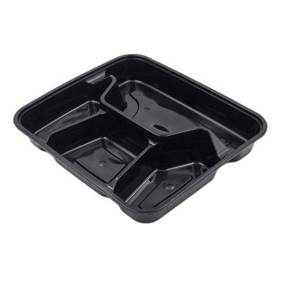 China 4 Compartment Recyclable Plastic Lunch Container Microwavable Lunch Box With Leak Proof Lid for sale