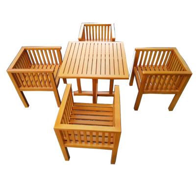 China Hot Sale Eco-Friendly Patio Furniture Outdoor Wooden Dining Table And Chairs With Wooden Sofa for sale