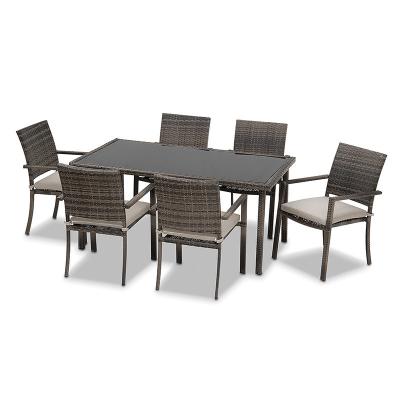 China Eco-friendly Classic Style Rattan Wicker Outdoor Dining Table Garden Set And Rattan Chair Set for sale