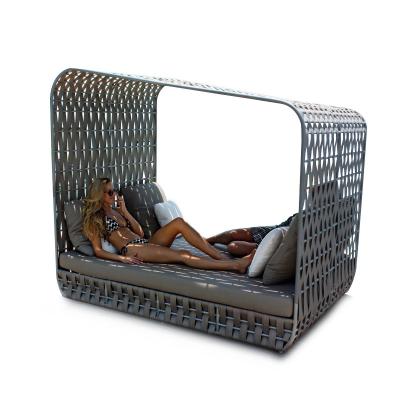 China Eco-friendly sun sofa rattan resin garden furniture beach daybed cabriolet outdoor sofa for sale