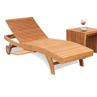 China Eco - Friendly Teak Daybed Pool Sun Loungers Beach Hotel Teak Chaise Lounge for sale