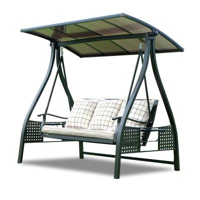 China hommck Cheap Outdoor Patio Swing Set Adult Eco-friendly Swing With Solar LED Light Metal Frame Swings Chair Leisure Furniture for sale