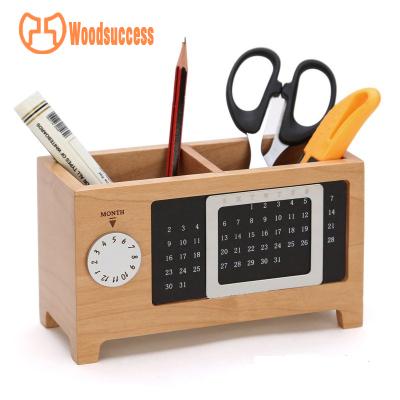 China Desktop Perpetual Canlendar Office Supplies Wooden Desk Organizer for sale