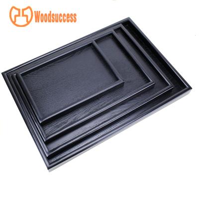 China Hotel Serving Picture Kitchen Wooden Picture And Rectangle Serving Tray Black for sale