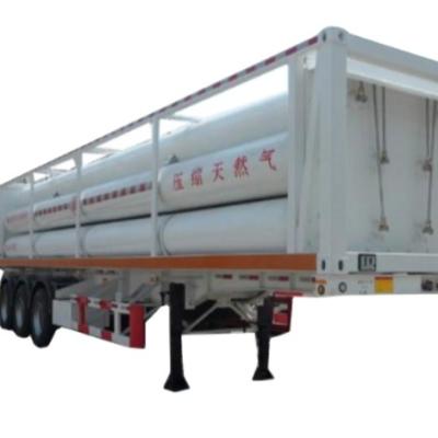 China Semi Truck Trailer Natural Gas Cylinder 6 Pipes Container Compressed Tube CNG Trailer for sale