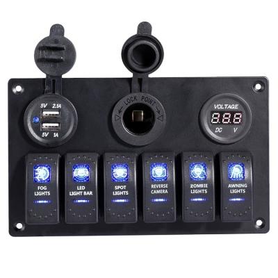 China 1.5A 4/6/8 Gang 12V/24V Contura Rocker Switch Panel for RV Marine Car Vehicles Truck Boat Waterproof for sale