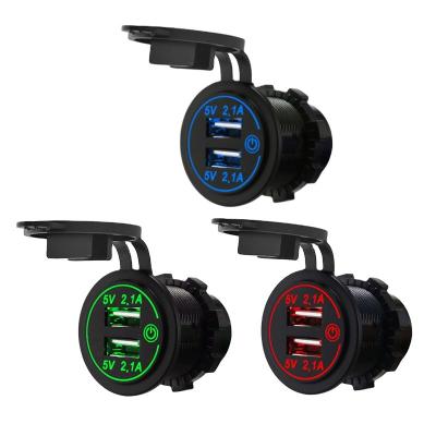 China Waterproof Car Power Dual USB Switch Socket Power Fast Charger 5V 4.2A With LED Display Digital Voltmeter For RV Boat Marine Motorcycle for sale