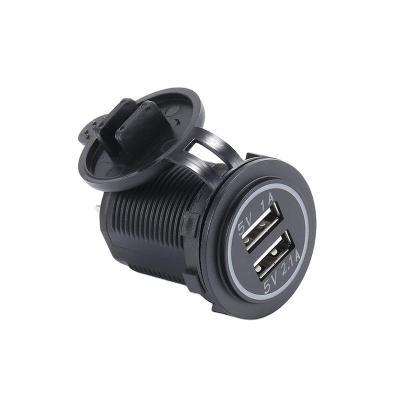 China Car Power Charger 3.1A Dual USB 12V/24V Car Cigarette Charger Universal Socket Waterproof LED Digital Display For Car Boat Motorcycle for sale