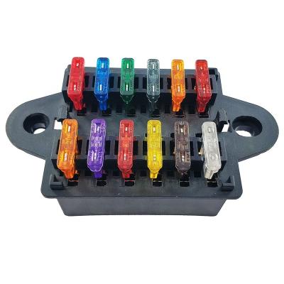 China Waterproof design 12 way fuse box ATC ATO fuse holder 2 input ouput 12 for CAR OFF-ROAD TRUCK for sale