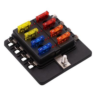 China Automotive Performance Automotive Grounds 8 Way Blade Fuse Box Holder With LED Warning Light Kit For Car Boat Marine Trike Caravan for sale