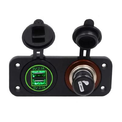 China Lighter Mobile Phone/Ipad/Camera/PDA/MP3 Car Dual USB Car Socket Power Adapter Panel Mount Socket DC12V-24v Charger Cigarette for sale