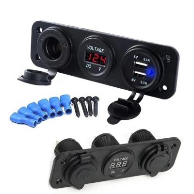 China Dual USB Motorcycle Mobile Phone/Car Ipad/Camera/PDA/MP3 Digital Voltmeter Three Charger DC12V Cigarette Outlet Lighter Plug Socket For Marine Truck ATV Camper for sale