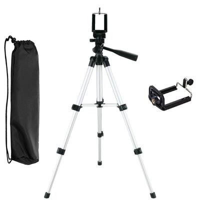 China Portable Phone Camera Tripod, Portable Adjustable Lightweight Aluminum Camera Stand with Smartphone Holder Mount for sale