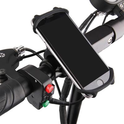 China Customized Logo Bike Phone Mount Adjustable Silicone Bicycle Cell Phone Holder Handlebar Holder for sale