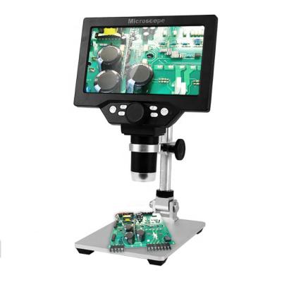 China Alloy HD Digital Microscope 1-1200X Inch 12MP 7 HD LCD Display Phone Repair Magnifier Alloy Stand Aluminum Electronic Video Microscope for sale