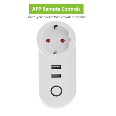 China Tuya Wifi App EU Plug Socket Remote Control Timing Function With WiFi Smart USB Port Directly Connectable With Amazon Alexa for sale