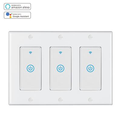 China Amazon Delivery 3 Button Tuya PC UL94V-0 EU Band WiFi Remote Control Alexa And Googl Lamp Switches Quick Smart Switch Wall Light Switches for sale