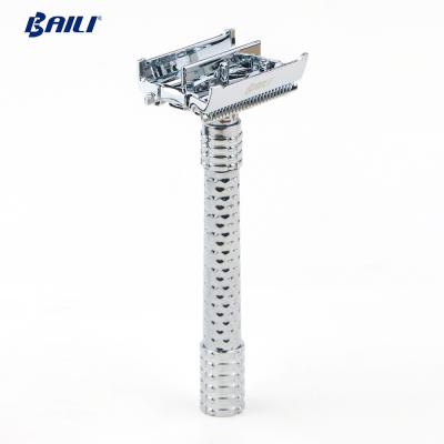 China Double Edge Blade Ready To Ship Good Quality Long To Handle Adjustable Men's Butterfly Shaving Safety Razor for sale