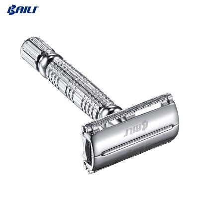 China Big discount double edge safety razor head stainless steel safety razor stainless steel blade double blade shaving kit for sale