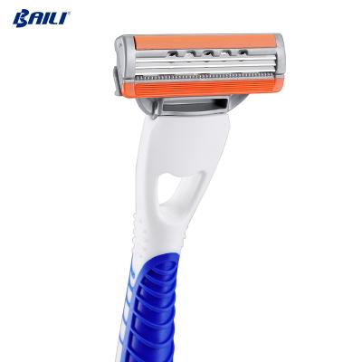 China Baili Handle Plastic Triple Blade Women Shaving Razor Ladies Triple Blade Razor 3 Blades Razor for sale