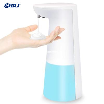 China Foam Soap Dispenser Gray Plastic Hands Free Portable Automatic Foaming Soap Dispenser For Bathroom Kitchen Hotel Restaurant Office Toilet Countertop for sale