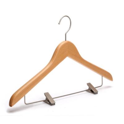 China Eclectic Wholesale Wooden Hangers Without Hook With Chromed Staples Theft Proof for sale