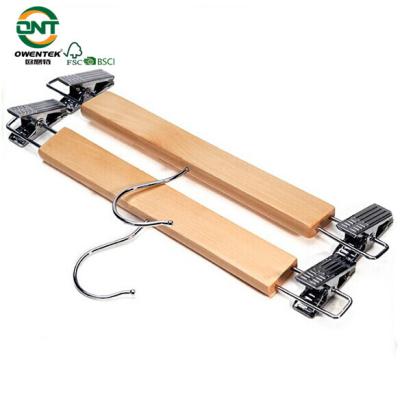 China DISPLAY OEM wooden pants hanger, wooden pants hanger for clothes, metal hanger pants hangers for sale