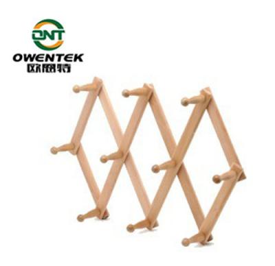 China High quality rhombus folding wooden shirt hanger with wooden swivel hooks for hanging for sale