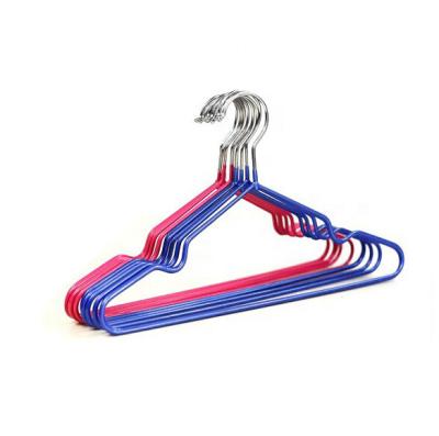 China Scandinavian wholesale cheap colorful plastic coating metal wire hanger for laundry for sale