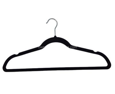 China Minimalist factory provided high quality black velvet hanger for coat and pants for sale