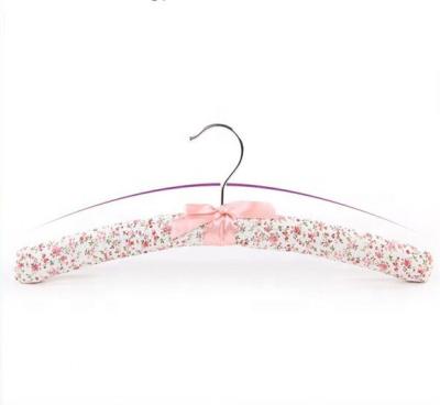 China Traditional High Quality Pink Satin Hanger Custom Padded Flower Hangers For Brand Store Display for sale