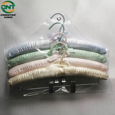 China Traditional hot selling color satin bonnet bridal coat hangers metal sleeve rubber hook pad for sale