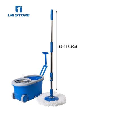 China Household Stocked Portable 360 ​​Spinning Broom and Bucket with Wheels for sale