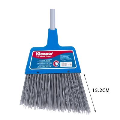 China Long durable handle and long bristle plastic broom for easy cleaning home floors, high quality durable brooms with metal handle for sale