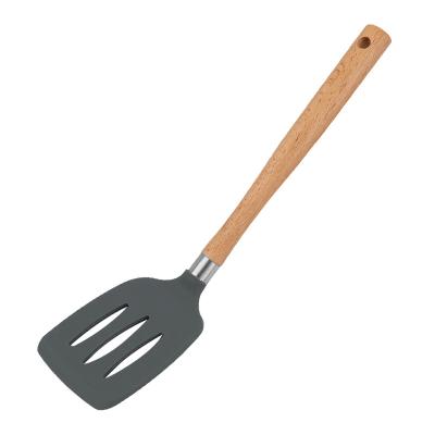 China Sustainable Spatula Cookware Non-Stick Silicone Set With Handle Storage Bin Kitchen Supplies Wooden Soup Spoon And Spatula for sale