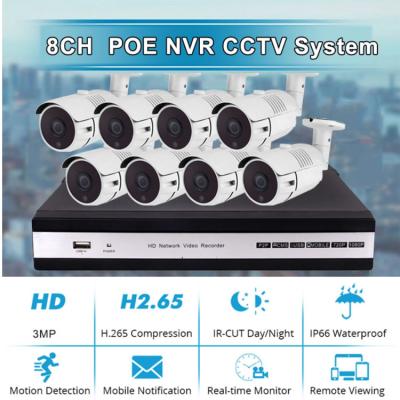 China NIGHT VISION 8 Channel POE 3MP .5MP H.265 Indoor IP Vandal Proof Dome CCTV DVR Kit 8ch 5MP CCTV Camera nvr kit for sale