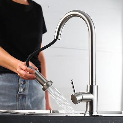 China MEIYA Thermostatic Faucets Contemporary Style 304 Stainless Steel Pull Out Kitchen Faucet For Sink With Flexible Hose for sale