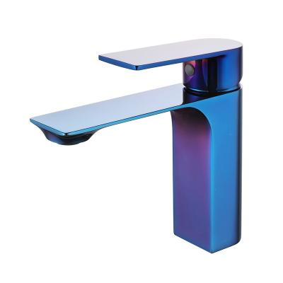 China Thermostatic Faucets Simply Design Chrome Waterfall Blue Brass Basin Faucet for sale