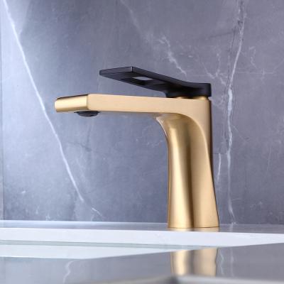 China Single Handle Basin Faucet Mixer Taps 2020 New Thermostatic Hot Cold Gold For Washing Room for sale