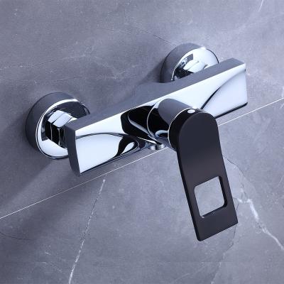 China Without Slide Bar Fancy Exterior Chrome Black In The Wall Thermostatic Bath Shower Faucet for sale