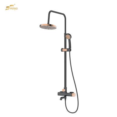 China MEIYA European Style Sliding Bar Bathroom Wall Mixer Black Shower Being Set For Shower Bath for sale