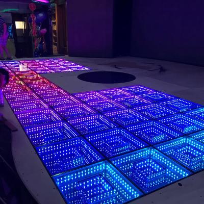 China Hotels Light Up 3d Infinity Mirror Starlit Video Glass Colored Light Starlight Wedding Disco Stage Led Dance Floors for sale