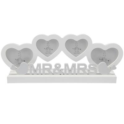 China Home Deco White Heart Shape Love Photo Frames with Mr and Mrs Wedding Gift Collage Picture Frame for Table Decoration for sale