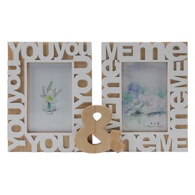 China Wholesale Home Deco Picture Frame Wooden Table Frames With Letters You And Me Wood Picture Frame For Wedding Decor for sale