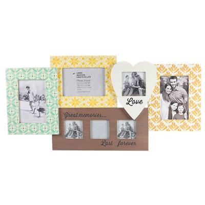 China Home Deco Wood Wall Mounted Picture Frame Collage Photo Frames For 7 Opening Photos Hanging Picture Frame for sale