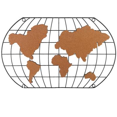 China Europe World Map Cork Message Board Metal Wall Panel With Pins for sale